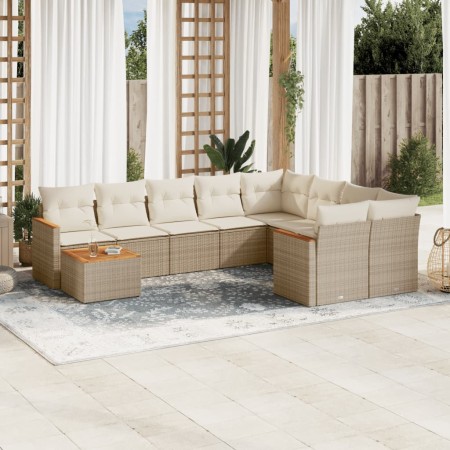 Set Gartensofas mit beigen Kissen 10 Stück synthetisches Rattan von , Gartensets - Ref: Foro24-3258719, Preis: 821,53 €, Raba...