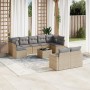 Garden sofa set with beige cushions, 10 pieces, made of synthetic rattan. by , Modular outdoor sofas - Ref: Foro24-3251766, P...