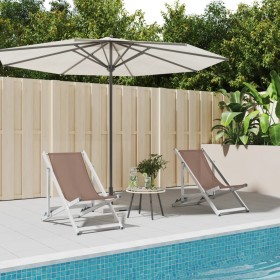 Folding beach chairs 2 units aluminum and brown textilene by , Garden chairs - Ref: Foro24-360170, Price: 104,23 €, Discount: %