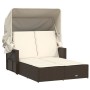 Double sun lounger with canopy and brown synthetic rattan cushions by , Loungers - Ref: Foro24-365808, Price: 349,68 €, Disco...