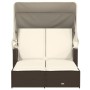 Double sun lounger with canopy and brown synthetic rattan cushions by , Loungers - Ref: Foro24-365808, Price: 349,68 €, Disco...