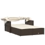 Double sun lounger with canopy and brown synthetic rattan cushions by , Loungers - Ref: Foro24-365808, Price: 349,68 €, Disco...