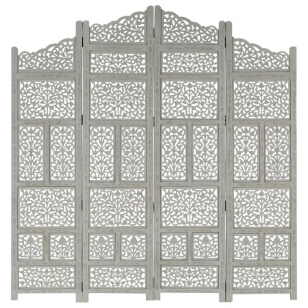 Screen 4 panels hand carved gray mango wood 160x165 cm by vidaXL, Room dividers - Ref: Foro24-285328, Price: 217,46 €, Discou...