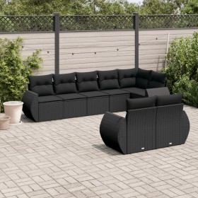 Set aus 8-teiligen Gartensofas und Kissen Kunstrattan schwarz von , Modulare Sofas für den Außenbereich - Ref: Foro24-3221614...