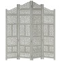 Screen 4 panels hand carved gray mango wood 160x165 cm by vidaXL, Room dividers - Ref: Foro24-285328, Price: 217,46 €, Discou...