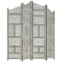 Screen 4 panels hand carved gray mango wood 160x165 cm by vidaXL, Room dividers - Ref: Foro24-285328, Price: 217,46 €, Discou...