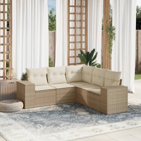 Garden sofa set with 5-piece synthetic rattan beige cushions by , Garden sets - Ref: Foro24-3222547, Price: 476,99 €, Discoun...