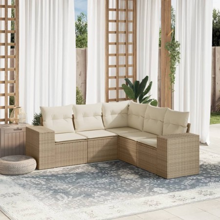 Garden sofa set with 5-piece synthetic rattan beige cushions by , Garden sets - Ref: Foro24-3222547, Price: 480,88 €, Discoun...