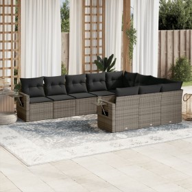 Garden sofa set 10 pieces with gray synthetic rattan cushions by , Garden sets - Ref: Foro24-3253027, Price: 675,56 €, Discou...