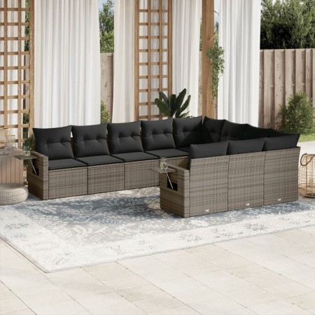 Garden sofa set 10 pieces with gray synthetic rattan cushions by , Garden sets - Ref: Foro24-3253027, Price: 677,67 €, Discou...