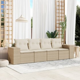 Garden sofa set with 4-piece synthetic rattan beige cushions by , Garden sets - Ref: Foro24-3254615, Price: 331,58 €, Discoun...