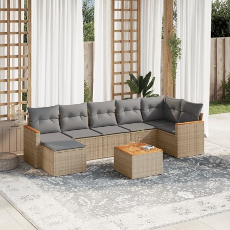 Set Gartensofas mit beigen Kissen 8 Stück PE Rattan von , Gartensets - Ref: Foro24-3258601, Preis: 534,60 €, Rabatt: %