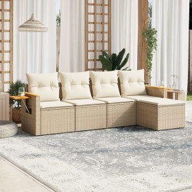 Set Gartensofas mit Kissen 5 Stück synthetisches Rattan beige von , Gartensets - Ref: Foro24-3259160, Preis: 361,99 €, Rabatt: %