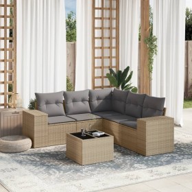 Garden sofa set with 6-piece synthetic rattan beige cushions by , Garden sets - Ref: Foro24-3222558, Price: 440,88 €, Discoun...