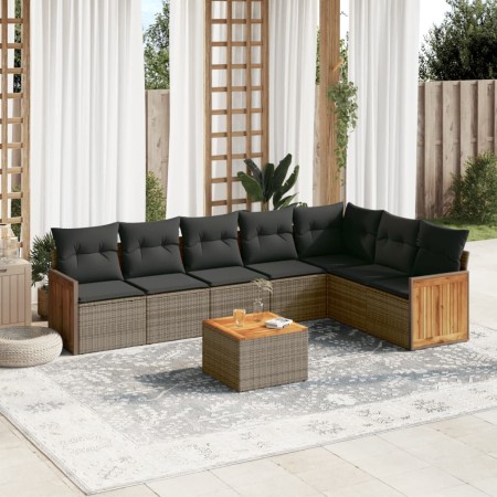 Garden sofa set 8 pieces and gray synthetic rattan cushions by , Garden sets - Ref: Foro24-3260121, Price: 509,99 €, Discount: %