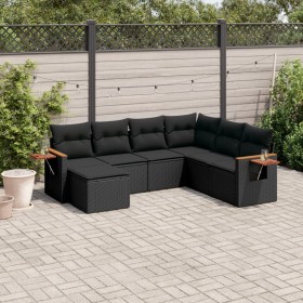 7-teiliges Garten-Esszimmerset und Kissen synthetisches Rattan schwarz von , Gartensets - Ref: Foro24-3259444, Preis: 468,45 ...