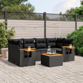 7-teiliges Garten-Esszimmerset und Kissen synthetisches Rattan schwarz von , Gartensets - Ref: Foro24-3259038, Preis: 506,55 ...