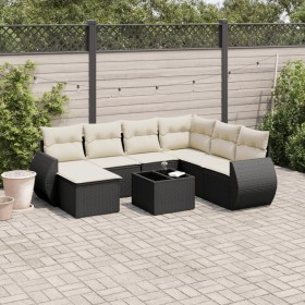 Set aus 8-teiligen Gartensofas und Kissen Kunstrattan schwarz von , Modulare Sofas für den Außenbereich - Ref: Foro24-3221705...