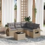 Garden sofa set with 6-piece synthetic rattan beige cushions by , Garden sets - Ref: Foro24-3252496, Price: 496,96 €, Discoun...