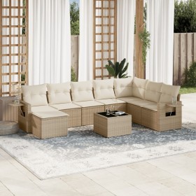 9-piece garden sofa set with beige synthetic rattan cushions by , Garden sets - Ref: Foro24-3252905, Price: 644,99 €, Discoun...