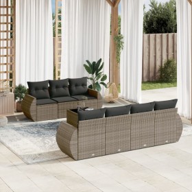 Garden sofa set 8 pieces and gray synthetic rattan cushions by , Garden sets - Ref: Foro24-3253467, Price: 610,99 €, Discount: %