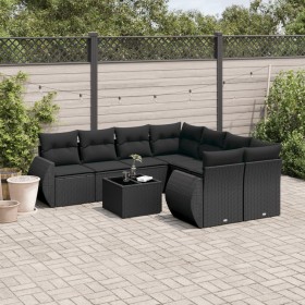 Set aus 8-teiligen Gartensofas und Kissen Kunstrattan schwarz von , Gartensets - Ref: Foro24-3253492, Preis: 601,01 €, Rabatt: %