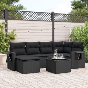 7-teiliges Garten-Esszimmerset und Kissen synthetisches Rattan schwarz von , Gartensets - Ref: Foro24-3252802, Preis: 553,76 ...