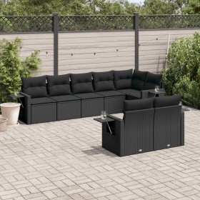 Set aus 8-teiligen Gartensofas und Kissen Kunstrattan schwarz von , Gartensets - Ref: Foro24-3252752, Preis: 706,08 €, Rabatt: %