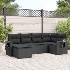 Set aus 6-teiligen Gartensofas und Kissen Kunstrattan schwarz von , Gartensets - Ref: Foro24-3252792, Preis: 465,99 €, Rabatt: %