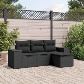 Set mit 4 Gartensofas mit Kissen Kunstrattan schwarz von , Gartensets - Ref: Foro24-3254802, Preis: 324,99 €, Rabatt: %