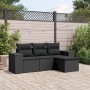 4-piece garden sofa set with black synthetic rattan cushions by , Garden sets - Ref: Foro24-3254802, Price: 314,98 €, Discoun...