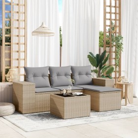 Garden sofa set with 5-piece synthetic rattan beige cushions by , Garden sets - Ref: Foro24-3254816, Price: 418,51 €, Discoun...