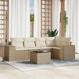 Garden sofa set with 6-piece synthetic rattan beige cushions by , Garden sets - Ref: Foro24-3254875, Price: 555,54 €, Discoun...