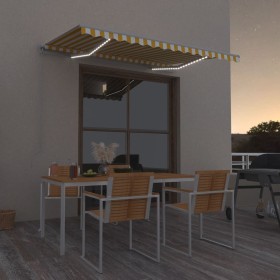 Manual retractable awning with yellow and white LED 300x250 cm by , Awnings - Ref: Foro24-3068863, Price: 268,99 €, Discount: %