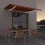 Toldo retráctil manual con LED naranja y marrón 400x300 cm de , Toldos - Ref: Foro24-3068905, Precio: 359,39 €, Descuento: %