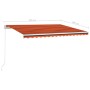 Manual retractable awning with orange and brown LED 400x300 cm by , Awnings - Ref: Foro24-3068905, Price: 359,39 €, Discount: %