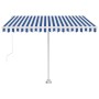 Manual retractable awning with blue and white LED light 300x250 cm by , Awnings - Ref: Foro24-3069501, Price: 375,99 €, Disco...