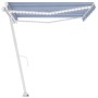 Manual retractable awning with blue and white LED 400x300 cm by , Awnings - Ref: Foro24-3069541, Price: 474,51 €, Discount: %