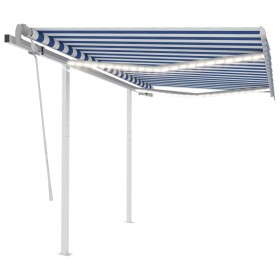 Toldo manual retráctil con luz LED azul y blanco 3x2,5 m de , Toldos - Ref: Foro24-3069901, Precio: 359,45 €, Descuento: %