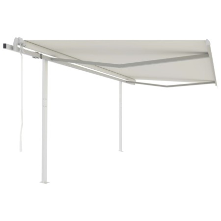 Toldo retráctil automático con postes crema 4,5x3,5 m de , Toldos - Ref: Foro24-3070047, Precio: 634,02 €, Descuento: %