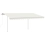 Automatic retractable awning with cream poles 4.5x3.5 m by , Awnings - Ref: Foro24-3070047, Price: 634,02 €, Discount: %