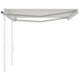 Automatic retractable awning with cream poles 4.5x3.5 m by , Awnings - Ref: Foro24-3070047, Price: 634,02 €, Discount: %