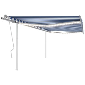 Manual retractable awning with blue and white LED light 4x3 m by , Awnings - Ref: Foro24-3069941, Price: 462,24 €, Discount: %