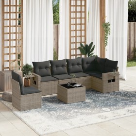 7-piece garden sofa set with gray PE rattan cushions by , Garden sets - Ref: Foro24-3252577, Price: 527,08 €, Discount: %