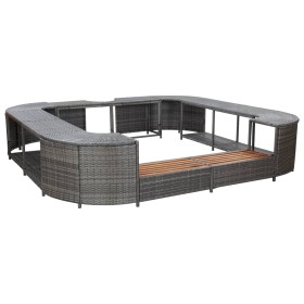 Whirlpool-Badewanne mit quadratischem Rand, graues PE-Rattan, 268 x 268 x 55 cm von vidaXL, Pool- und Spa-Zubehör - Ref: Foro...