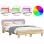 Sonoma oak bed frame with headboard and LED lights 120x190 cm by , Beds and slatted bases - Ref: Foro24-3207576, Price: 141,0...