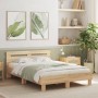 Estructura de cama cabecero y luces LED roble Sonoma 120x190 cm de , Camas y somieres - Ref: Foro24-3207576, Precio: 140,99 €...