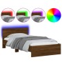 Bed frame headboard LED lights brown oak 100x200 cm by , Beds and slatted bases - Ref: Foro24-838805, Price: 121,94 €, Discou...