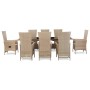 Set comedor de jardín 9 piezas y cojines ratán sintético beige de vidaXL, Conjuntos de jardín - Ref: Foro24-46048, Precio: 81...