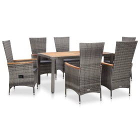 Garden dining set and cushions 7 pieces gray synthetic rattan by vidaXL, Garden sets - Ref: Foro24-46039, Price: 770,09 €, Di...